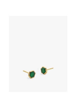 Womens Monica Vinader x Kate Young Recycled 18ct Yellow Gold-Plated Vermeil Sterling-Silver and Onyx Stud Earrings
