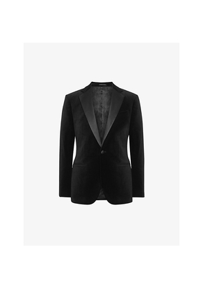 Mens Reiss Ace Single-Breasted Stretch-Velvet Blazer