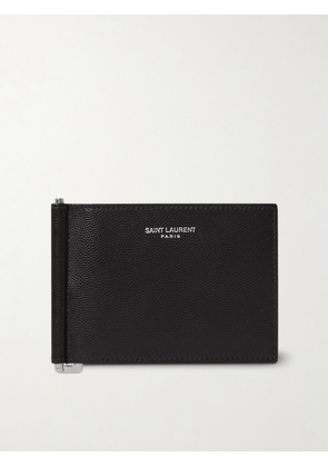 SAINT LAURENT - Pebble-Grain Leather Billfold Wallet with Money Clip - Men - Black