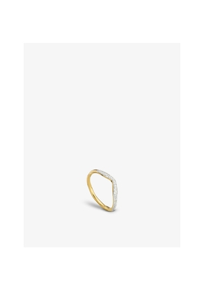 Womens Monica Vinader Riva Diamond Wave 18ct Recycled Yellow Gold-Plated Vermeil Sterling Silver and 0.046ct Diamond Ring