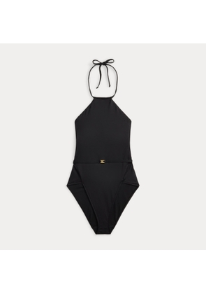 Belted High-Neck Halter One-Piece