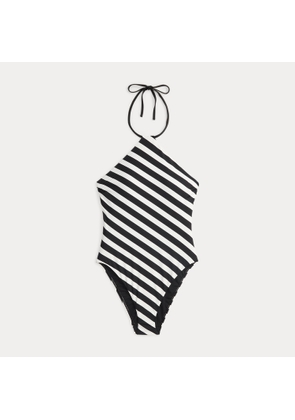 Striped High-Neck Halter One-Piece
