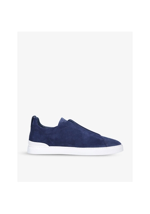 Mens Zegna Triple Stitch Low-Top Suede Trainers