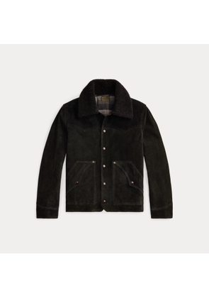 Shearling-Collar Suede Western Jacket