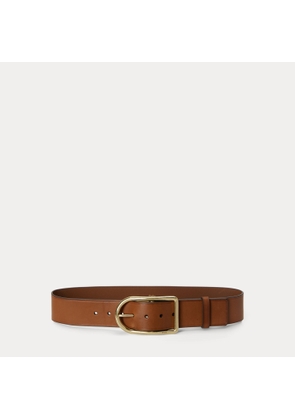 Curved-Buckle Leather Belt