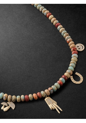 Sydney Evan - Gold, Snakeskin Jasper and Diamond Beaded Pendant Necklace - Men - Brown