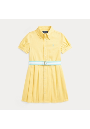 Pleated Cotton Twill Shirtdress