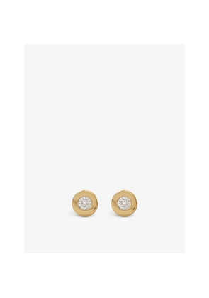 Womens Monica Vinader Linear 18ct Yellow Gold-Plated Vermeil Sterling-Silver and White Diamond Stud Earrings