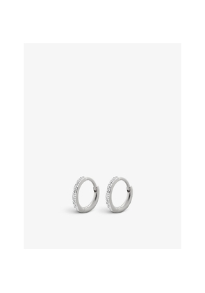 Womens Monica Vinader Riva Mini Recycled Sterling Silver and 0.02ct Diamond Huggie Earrings