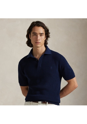 Waffle-Knit Cotton Polo-Collar Jumper