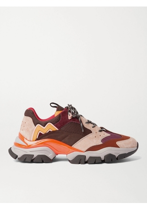 Moncler - Leave No Trace Leather, Suede and Mesh Sneakers - Men - Burgundy - EU 40