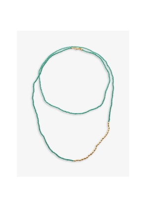 Womens Monica Vinader Mini Nugget 18ct Yellow Gold-Plated Vermeil Sterling Silver and Onyx Necklace