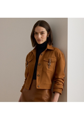 Buckle-Trim Serge Cropped Jacket