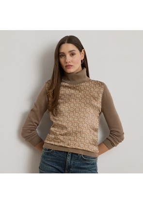 Geo-Print Wool-Blend Rollneck Jumper