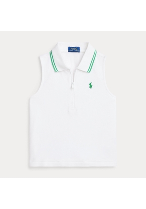 Stretch Mesh Half-Zip Boxy Polo Shirt