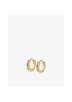 Womens Monica Vinader Huggie Skinny Gem-Set 18ct Yellow Gold-Plated Vermeil Sterling-Silver Earrings