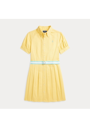 Pleated Cotton Twill Shirtdress