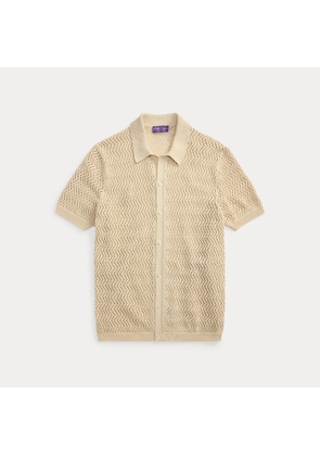 Textured Cotton Short-Sleeve Cardigan