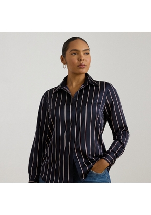 Curve - Classic Fit Striped Charmeuse Shirt