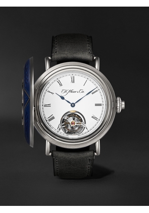 H. Moser & Cie. - Heritage Tourbillon 46mm 18-Karat White Gold and Leather Watch, Ref. No. 8804-0201 - Men - White