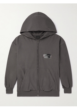Balenciaga - Gaffer Logo-Embroidered Cotton-Jersey Zip-Up Hoodie - Men - Gray - XS