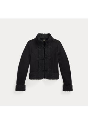 Faux-Shearling-Trim Knit Wool Jacket