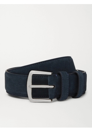 Loro Piana - 3.5cm Midnight-Blue Suede Belt - Men - Blue - EU 85