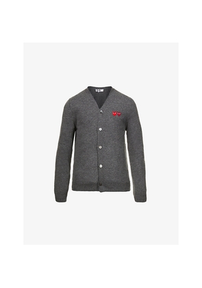 Mens Comme Des Garcons Play Logo-Embroidered V-Neck Wool Cardigan