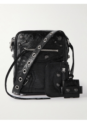 Balenciaga - Le Cagole Embellished Textured-Leather Messenger Bag - Men - Black