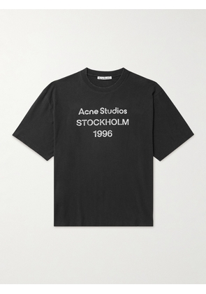 Acne Studios - Exford Distressed Logo-Print Cotton-Jersey T-Shirt - Men - Black - XS