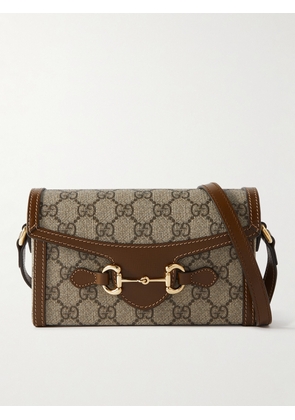 Gucci - Horsebit 1955 Leather-Trimmed Printed Coated-Canvas Shoulder Bag - Men - Neutrals