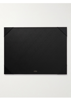 Smythson - Panama Large Cross-Grain Leather Desk Mat - Men - Black