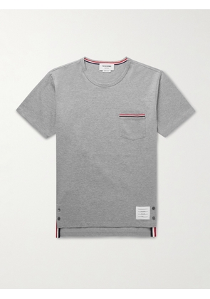 Thom Browne - Slim-Fit Grosgrain-Trimmed Cotton-Jersey T-Shirt - Men - Gray - 0