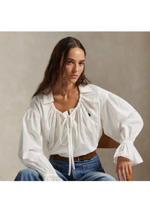 Tie-Neck Cotton Poplin Top