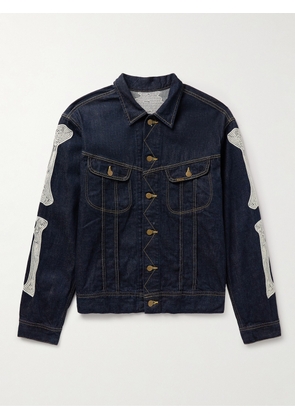 KAPITAL - Crochet-Trimmed Denim Jacket - Men - Blue - FR 44