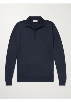 John Smedley - Tapton Slim-Fit Merino Wool Half-Zip Sweater - Men - Blue - S