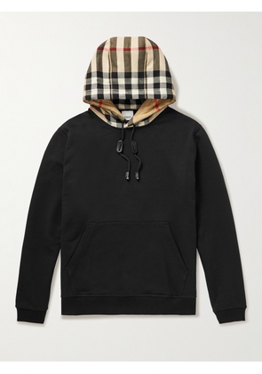 Burberry - Checked Cotton-Jersey Hoodie - Men - Black - XS