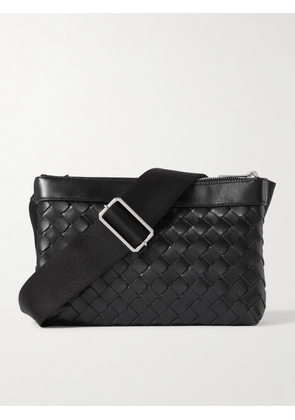 Bottega Veneta - Duo Intrecciato Leather Messenger Bag - Men - Black