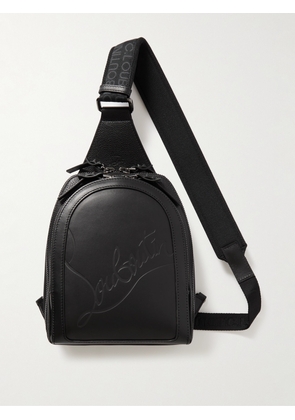 Christian Louboutin - Loubifunk Logo-Debossed Mesh-Trimmed Leather Backpack - Men - Black