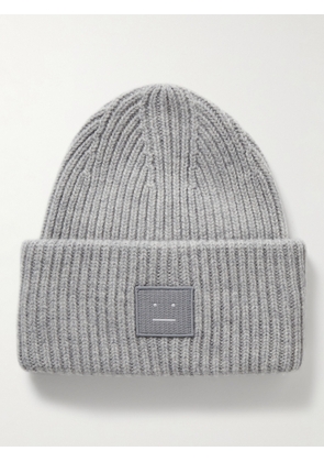 Acne Studios - Logo-Appliquéd Ribbed Wool Beanie - Men - Gray