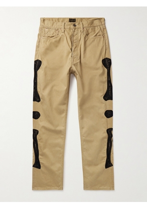 KAPITAL - Okagilly Slim-Fit Crochet-Trimmed Cotton-Twill Chinos - Men - Neutrals - UK/US 30