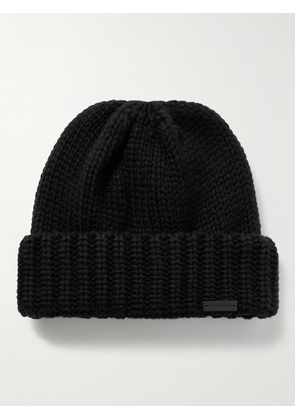 SAINT LAURENT - Logo-Appliquéd Ribbed Cashmere Beanie - Men - Black - M