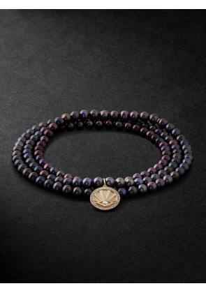 Sydney Evan - Evil Eye Gold, Pearl and Diamond Beaded Bracelet - Men - Purple