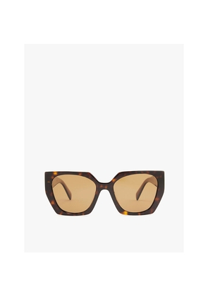 Womens Prada Pr 15Ws Rectangle-Frame Tortoiseshell-Effect Acetate Sunglasses