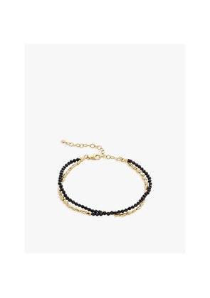 Womens Monica Vinader Mini Nugget Recycled 18ct Yellow Gold-Plated Vermeil Sterling-Silver and Black Spinel Beaded Bracelet