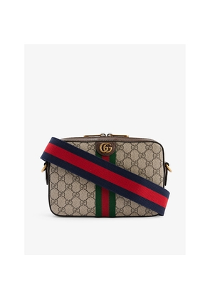 Mens Gucci Monogram-Pattern Brand-Plaque Canvas Cross-Body Bag