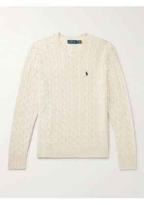 Polo Ralph Lauren - Slim-Fit Cable-Knit Wool and Cashmere-Blend Sweater - Men - Neutrals - XS