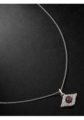 Ileana Makri - Kitten Eye White Gold, Diamond and Ruby Pendant Necklace - Men - Silver