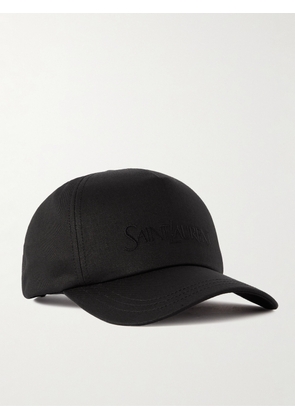 SAINT LAURENT - Logo-Embroidered Cotton and Linen-Blend Gabardine Baseball Cap - Men - Black - 57