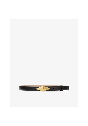 Womens Jimmy Choo Diamond Logo-Engraved Leather Belt